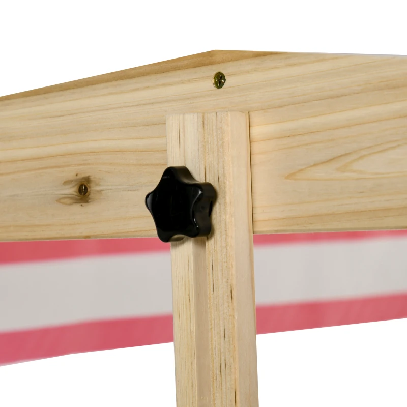 Outsunny Kids Wooden Sand Pit Children Sandbox Playset Outdoor Backyard w/ Adjustable Canopy Shade, Bottom Liner, Seat, Plastic Basin