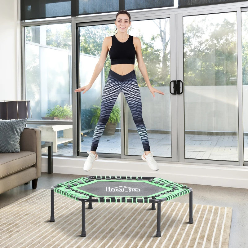 HOMCOM 101cm Trampoline Outdoor Steel Bouncer Jumper Adult Kid Home Gym Fitness 100kg - Green