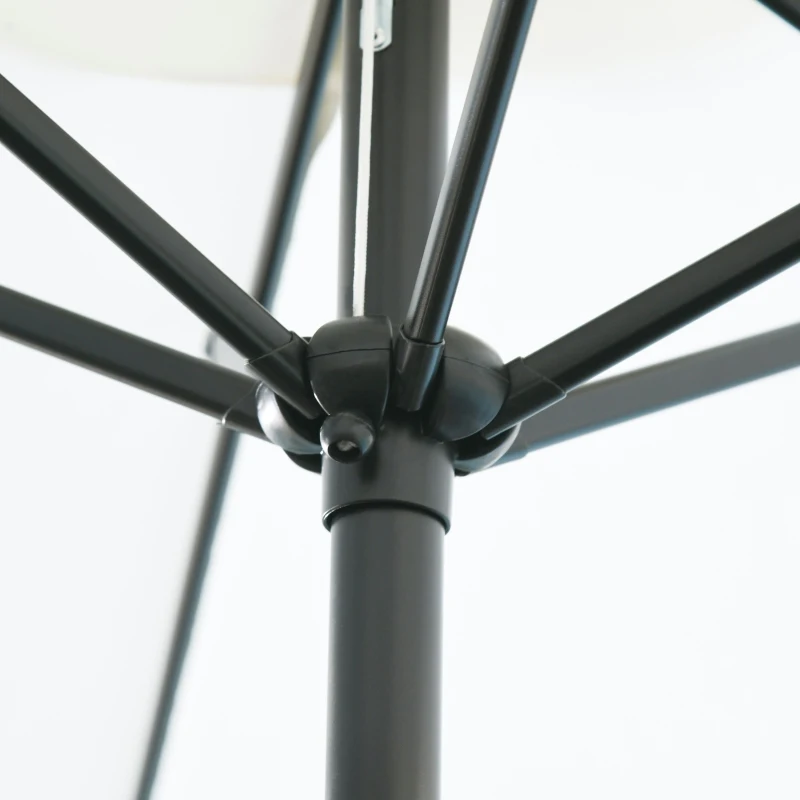 Outsunny Φ2.3m Patio Sun Umbrella Outdoor Market Table Parasol w/ Adjustable Angle 6 Ribs for Garden Backyard Pool Cream White