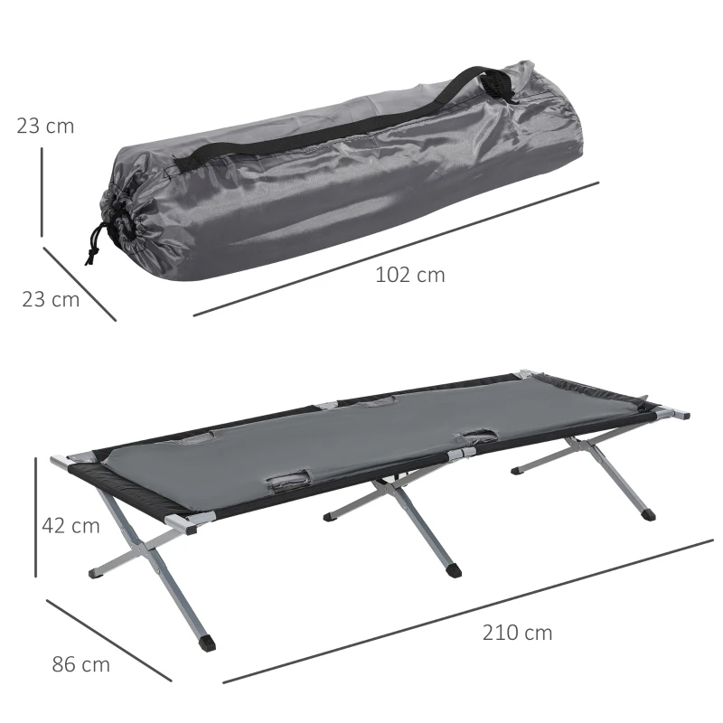 Outsunny Folding Camping Bed Portable Outdoor Single Person Wide Sleeping w/ Air Cushion & Carrying Bag