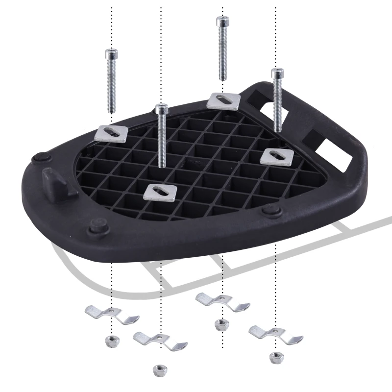 HOMCOM Motorcycle Tail box 52L Top Case Motorbike Trunk Helmet Carrier Luggage Helmet Storage Mount Rack w/ Keys