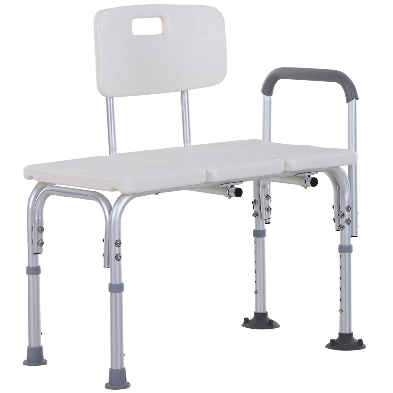 HOMCOM 6-Level Adjustable Aluminum Bath Stool Spa Shower Beach Chair w/ Non-Slip Feet, Armrest, Back