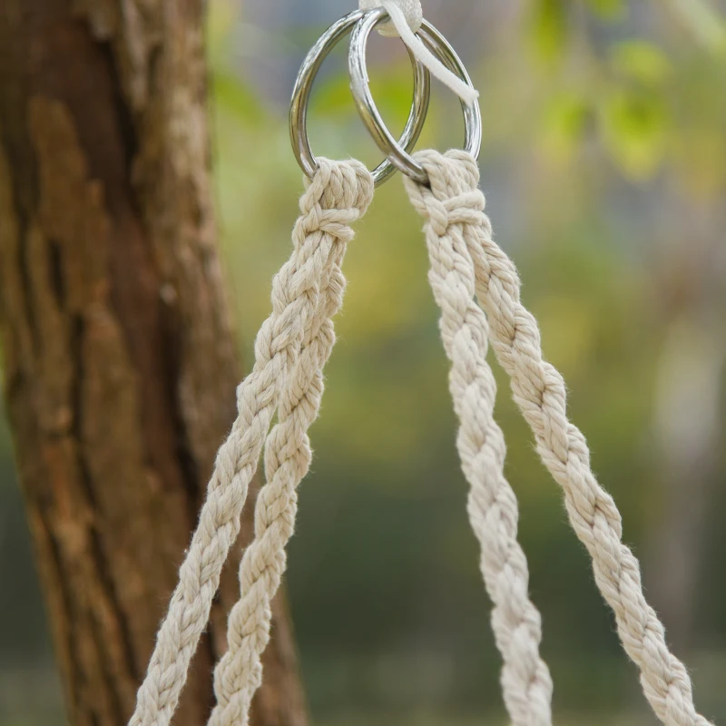 Outsunny Macrame Hanging Chair Swing Hammock for Indoor & Outdoor Use with Backrest, Cotton-Polyester Blend,Fringe Tassels, White