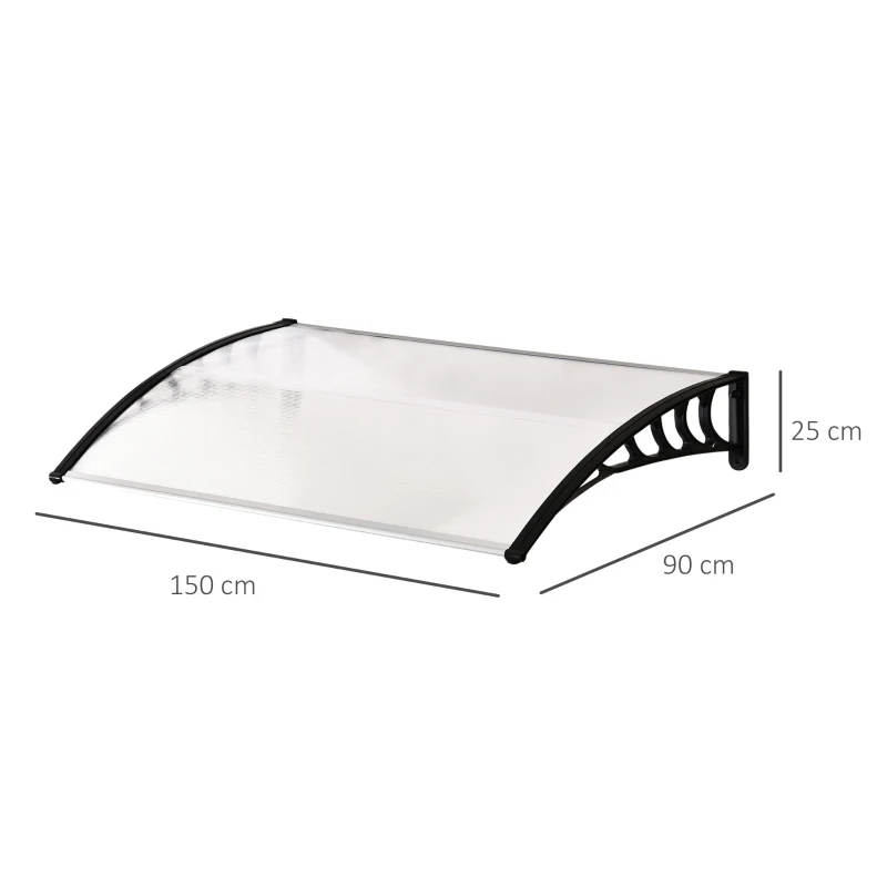 OUTSUNNY 0.9 x 1.5 m Window Awning Door Canopy Modern Polycarbonate Cover Outdoor Rain Snow Sunlight Protection Hollow Sheet