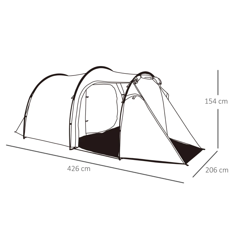 Outsunny Camping Dome Tent 2 Room for 3-4 Person with Weatherproof Screen Room Vestibule Backpacking Tent Lightweight 2 Gate Poles for Fishing & Hiking Dark Green