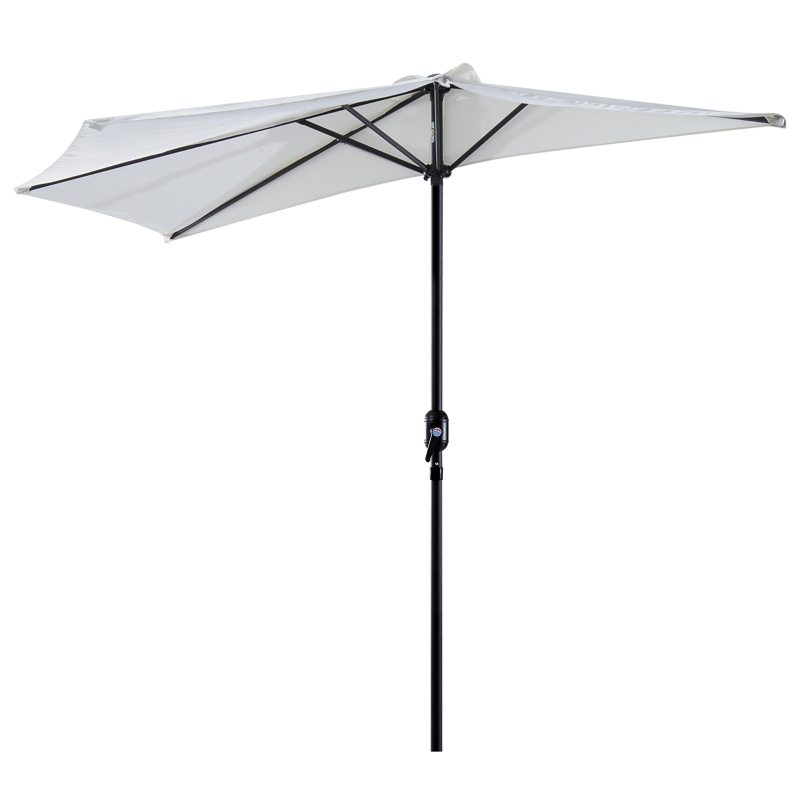 Outsunny 3(m) Round Parasol 8 Steel Ribs Construction Garden Outdoor Umbrella w Zink Alloy Crank & Tilt Function Cream