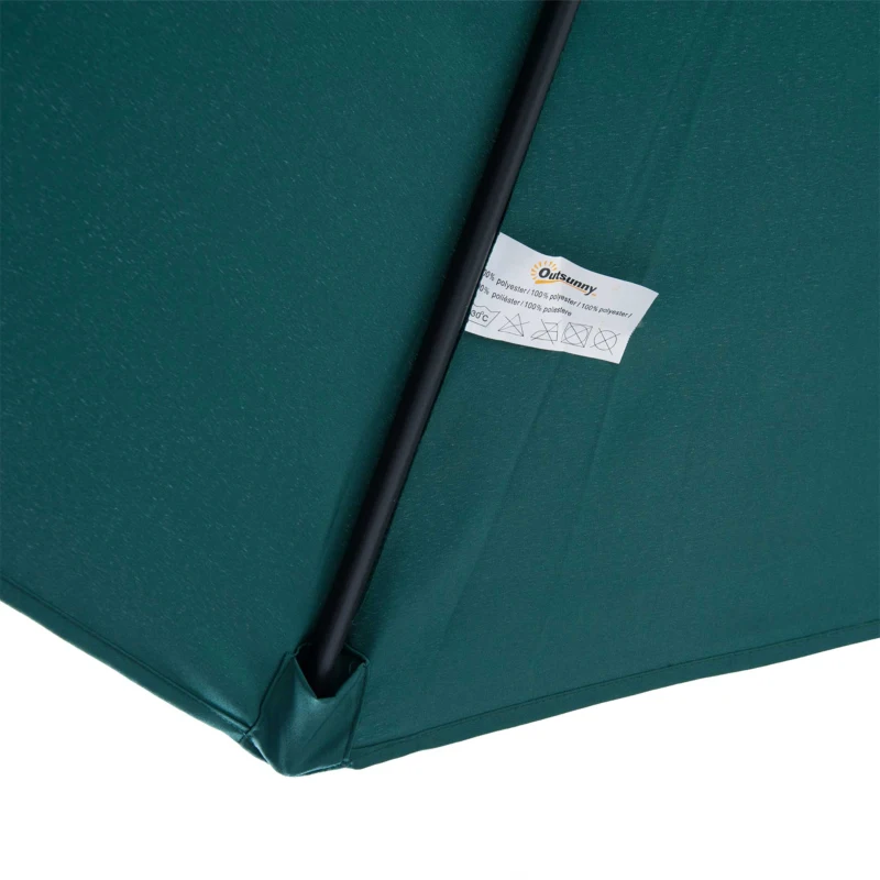 Outsunny 3(m) Round Parasol 8 Steel Ribs Construction Garden Outdoor Umbrella w Zink Alloy Crank & Tilt Function Green