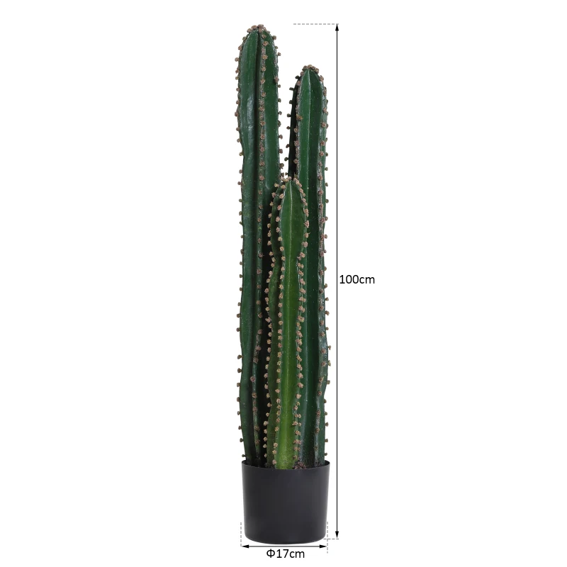 Outsunny Artificial Saguaro Cactus Tree Decorative Plant  w/Pot Home Décor,3 Branches