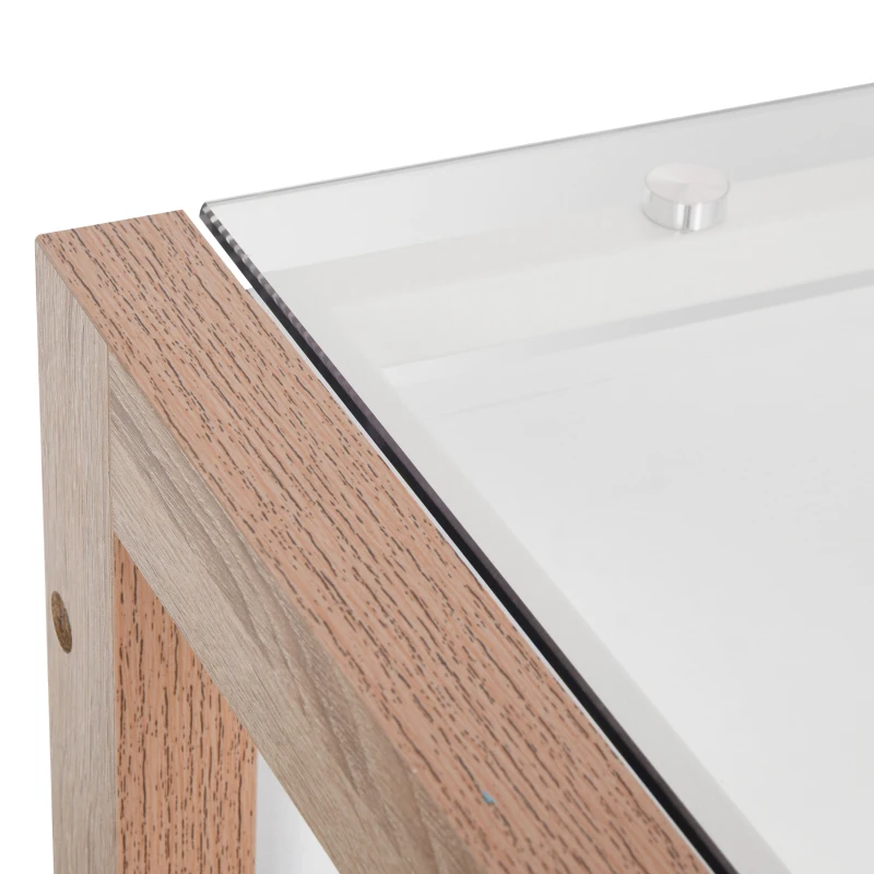 HOMCOM Computer Desk Workstation Center Writing Laptop Table Glass Top Modern Design Furniture for Home Office Study Use