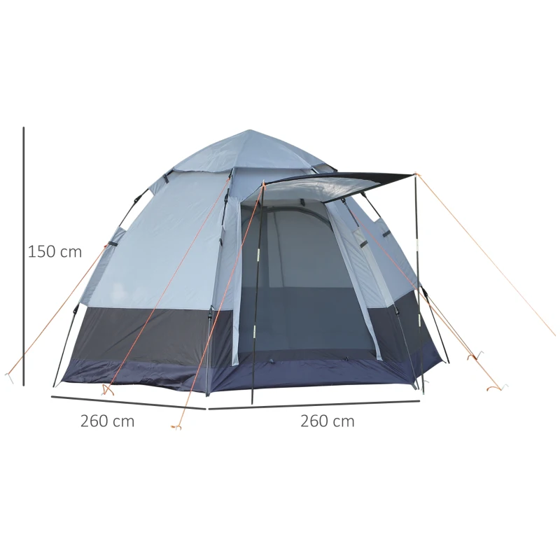 Outsunny Outdoor Camping Tent For 3-4 W/ Build-in Bag, Lighting Hook, Carrying Bag