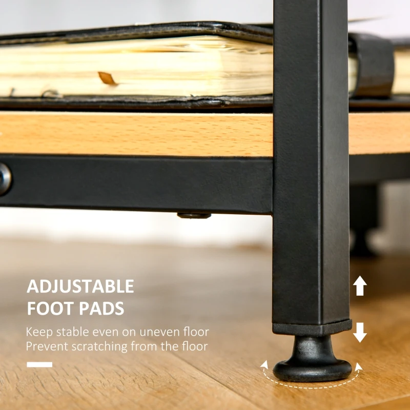 HOMCOM Computer Table with 2-Tier Shelves Home Office Workstation Desk Adjustable Feet, Beech Wood Color