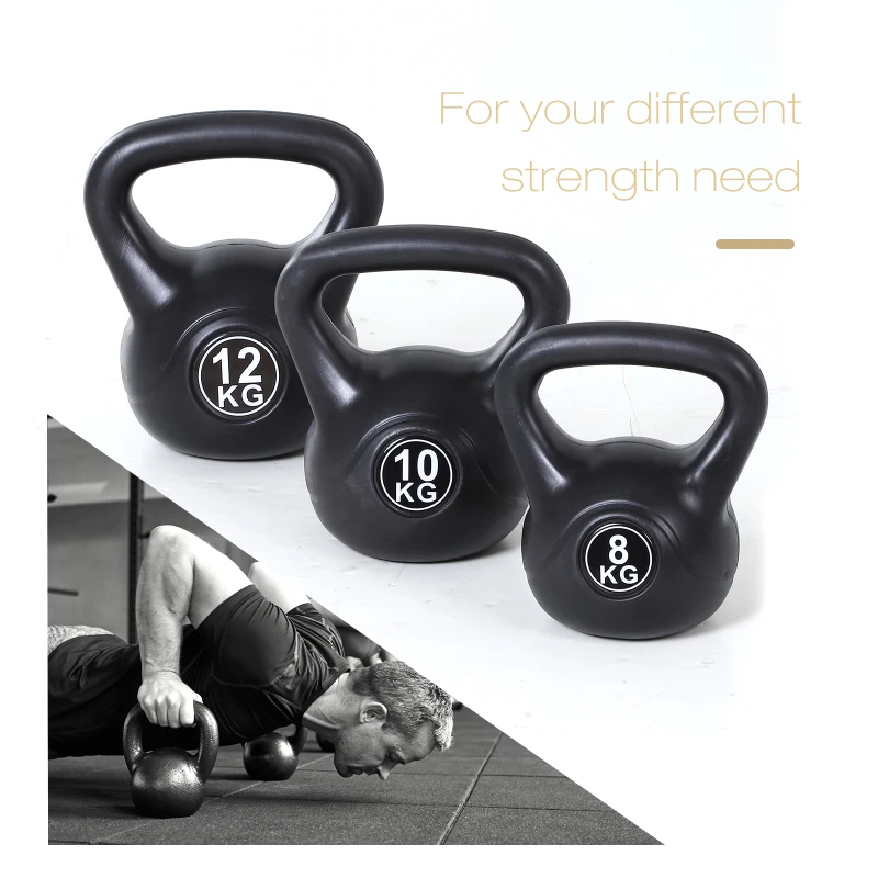 HOMCOM 12kg Fitness Kettlebell Weight PVC Frame With Sand Weightlifting Tools Smooth Grip Noise Reduction
