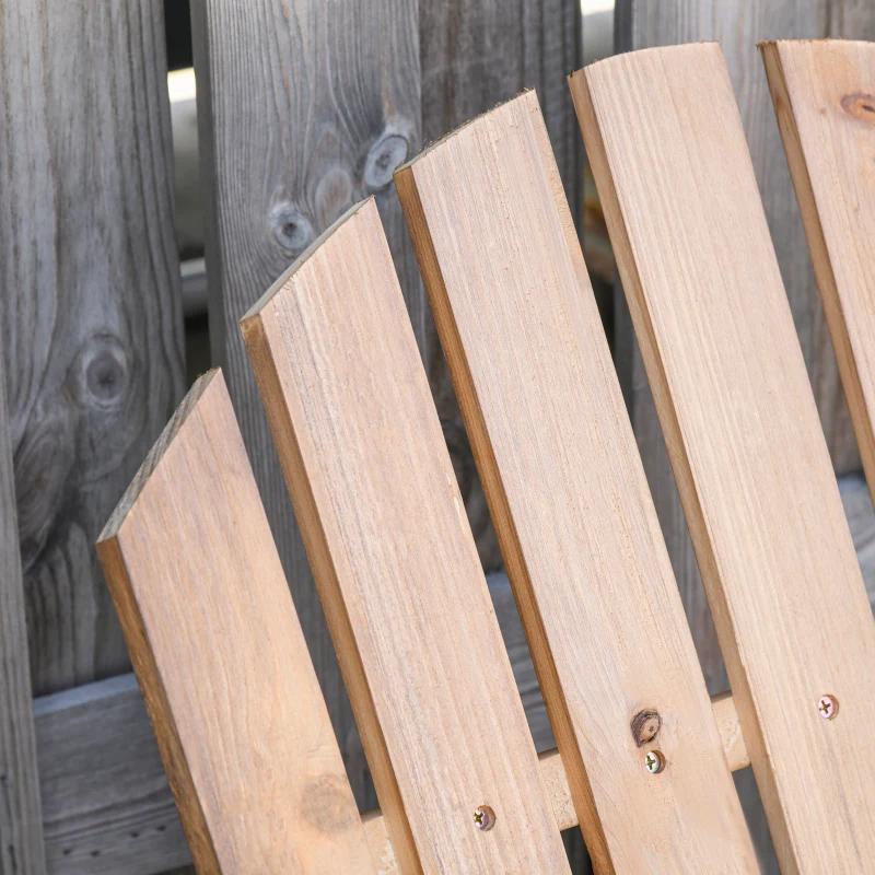 OUTSUNNY Adirondack Rocking Chair with Slatted Design and Oversize Back, Lounger for Porch, Poolside, Garden,Teak