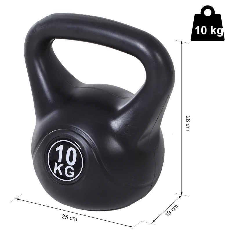 HOMCOM 10kg Fitness Kettlebell Weight PVC Frame With Sand Weightlifting Tools Smooth Grip Noise Reduction