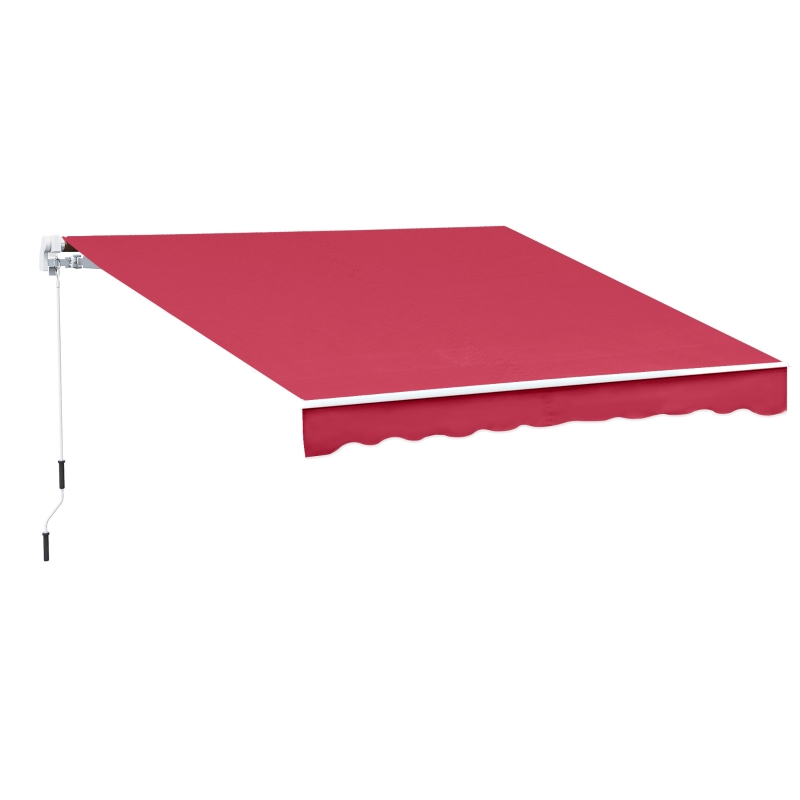 Outsunny 13’x8’ Manual Retractable Patio Awning UV resistant Sun Shade Outdoor Deck Window Door Canopy Shelter Aluminum Frame Wine Red