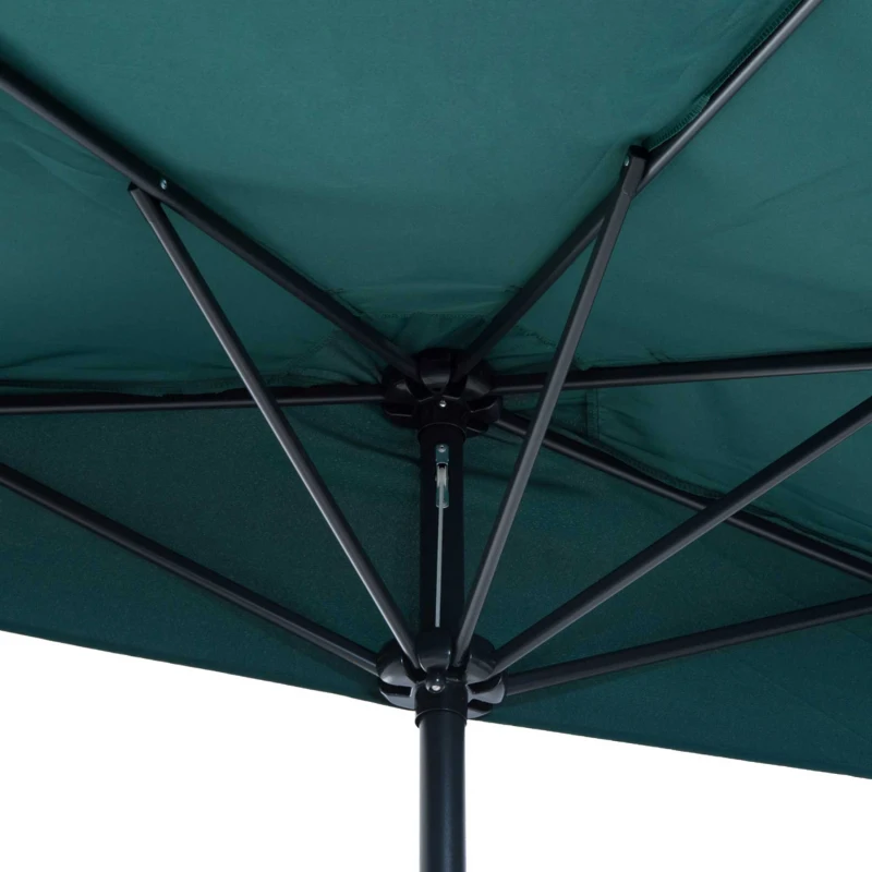 Outsunny 3(m) Round Parasol 8 Steel Ribs Construction Garden Outdoor Umbrella w Zink Alloy Crank & Tilt Function Green
