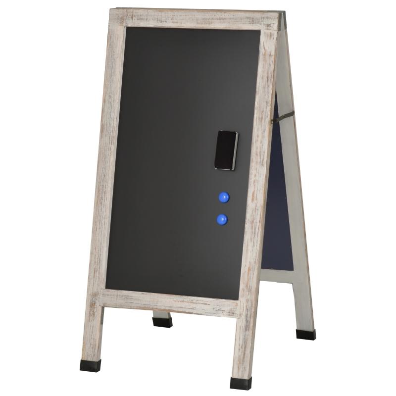 Vinsetto Magnetic A-frame Sidewalk Chalkboard Sign 40" x 20"/ 102.5 x 51 cm Display Surface Sturdy Freestanding Wooden Sandwich Board with Eraser, Magnetic Pins & Chalks for Indoor & Outdoor
