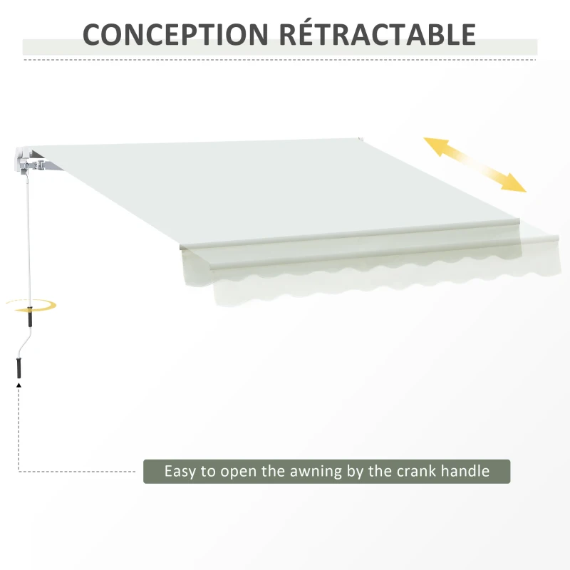 Outsunny 10' x 8' Manual Retractable Sun Shade Patio Awning