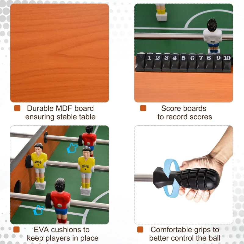 HOMCOM 1.2m/48" Wooden Soccer Foosball Table Heavy Duty for Arcades ,Pub, Game Room,8 Rods,2 Balls