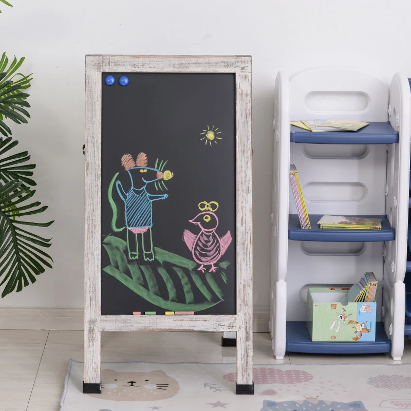 Vinsetto Magnetic A-frame Sidewalk Chalkboard Sign 40" x 20"/ 102.5 x 51 cm Display Surface Sturdy Freestanding Wooden Sandwich Board with Eraser, Magnetic Pins & Chalks for Indoor & Outdoor