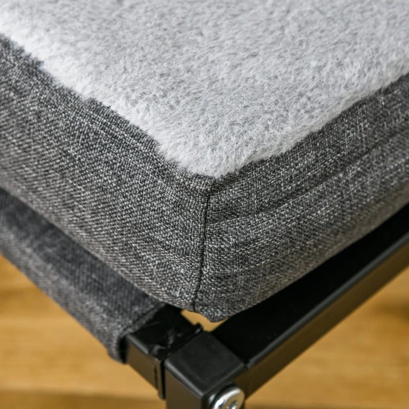 PawHut Raised Dog Bed for Medium-Sized Pet Metal Frame PP Cotton Sponge Cushion Grey 93.5 cm x 69 cm x 48.5 cm