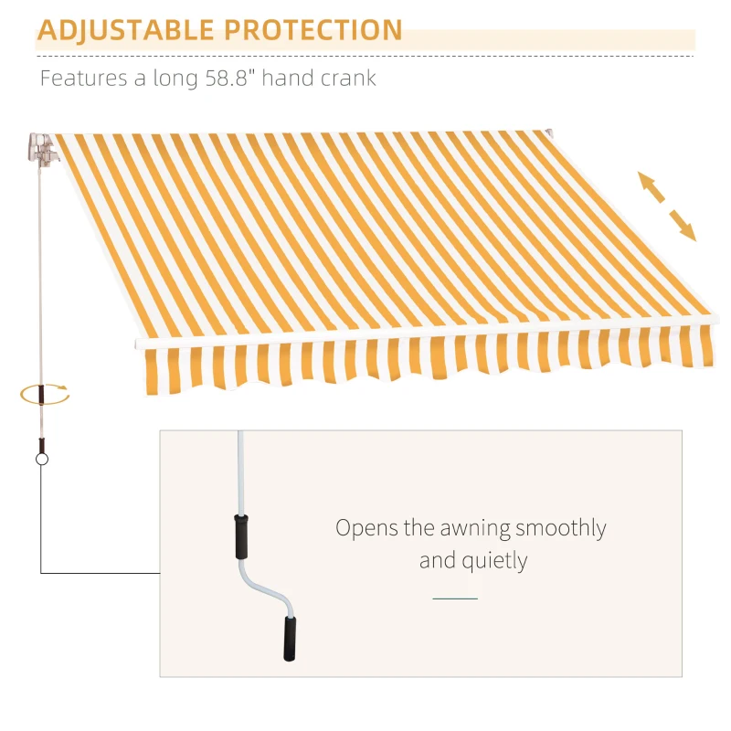 Outsunny 10' x 8' Manual Retractable Sun Shade Patio Awning