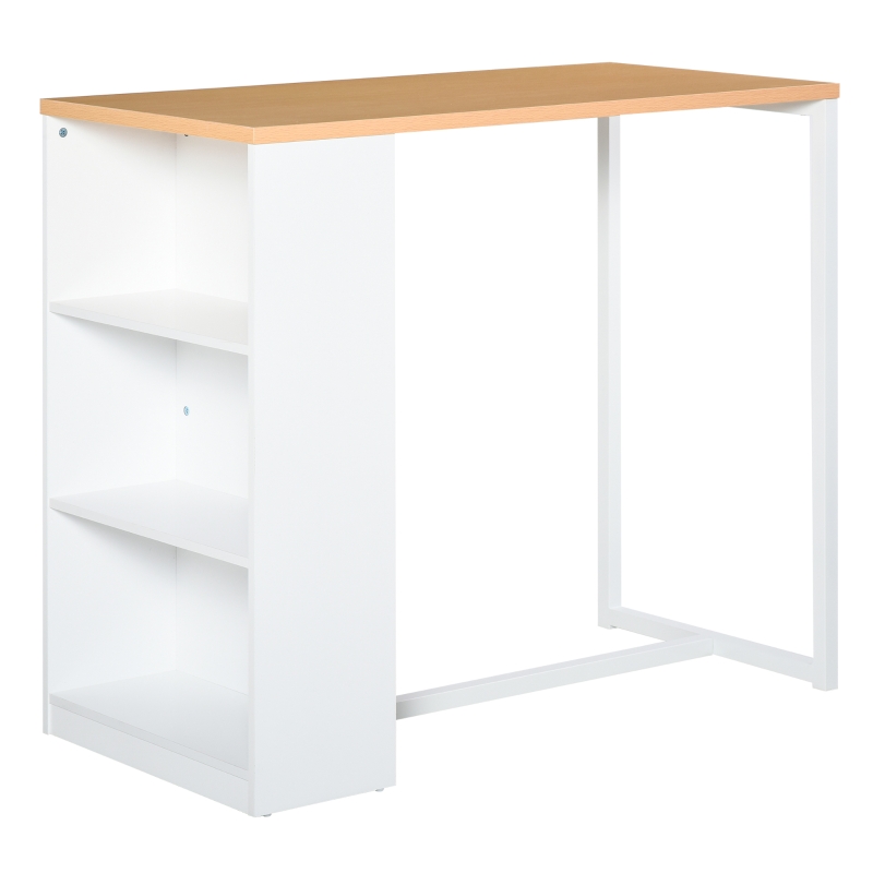 HOMCOM Modern Stylish Bar Table with 3-Tier Storage Shelf, Pub Desk with Metal Frame and Thick Tabletop for Living Room, Kitchen, Bedroom, Restaurant