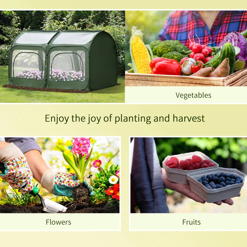 Outsunny 8' x 4' x 4' Portable Pop Up Greenhouse with zippered Doors & Portable Zipper Bag for Plants Outdoor, PVC Cover