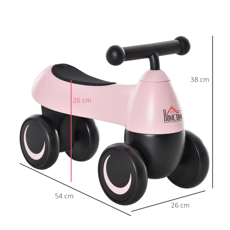 Toddler Sliding Car Ride-on Toy Sliding Walking Bike No Pedal Infant 4 Wheels Baby Bicycle Indoor Outdoor First Birthday for Boys Girls 18 - 36 months Pink