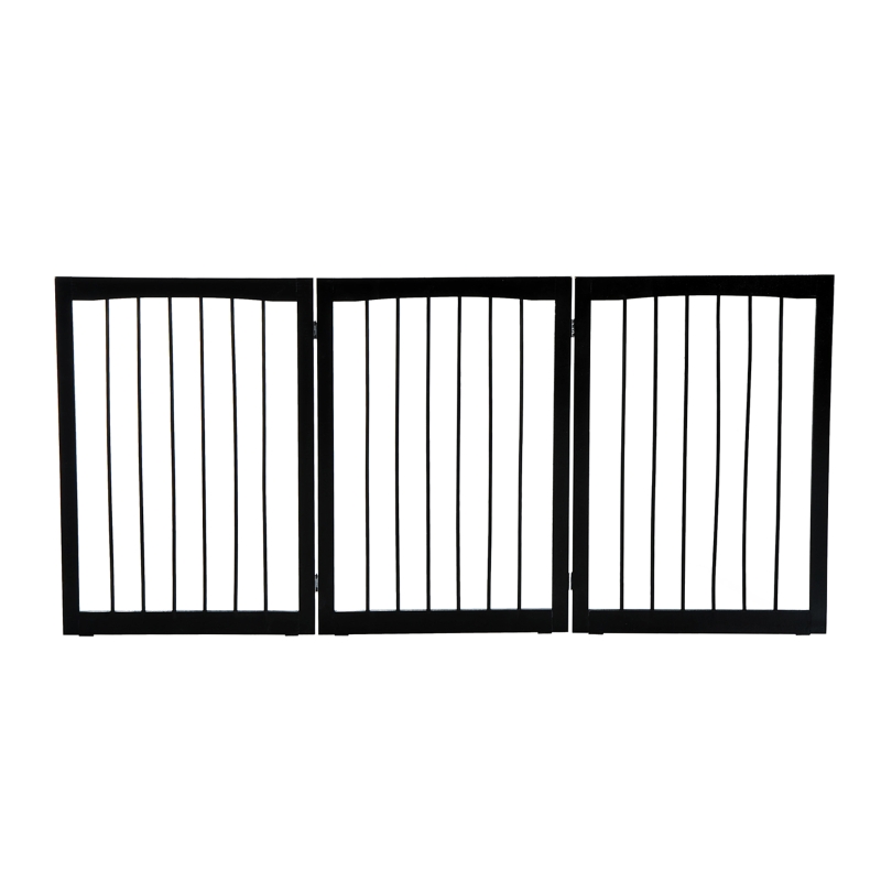 PawHut Folding 3 Panel Pet Gate Wooden Foldable Dog Fence Indoor Free Standing Safety Gate Portable Separation Pet Barrier Guard