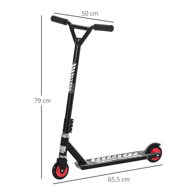 HOMCOM OUTDOOR PUSH STUNT SCOOTER 2 WHEEL FIXED BAR 360 DEGREE STREET KIDS CHILDREN ADULTS Black