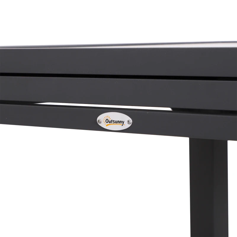 Outsunny 160cm Extendable Garden Dining Table Four Persons Tempered Glass Top Indoor Outdoor