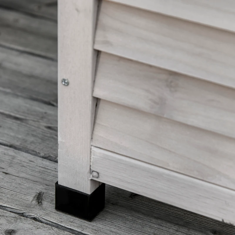 Outsunny Baúl de Madera Exterior Caja de Almacenamiento de Jardín con Tapa Abrible y Diseño Persiana 127x56x60 cm Madera Gris(m-8)