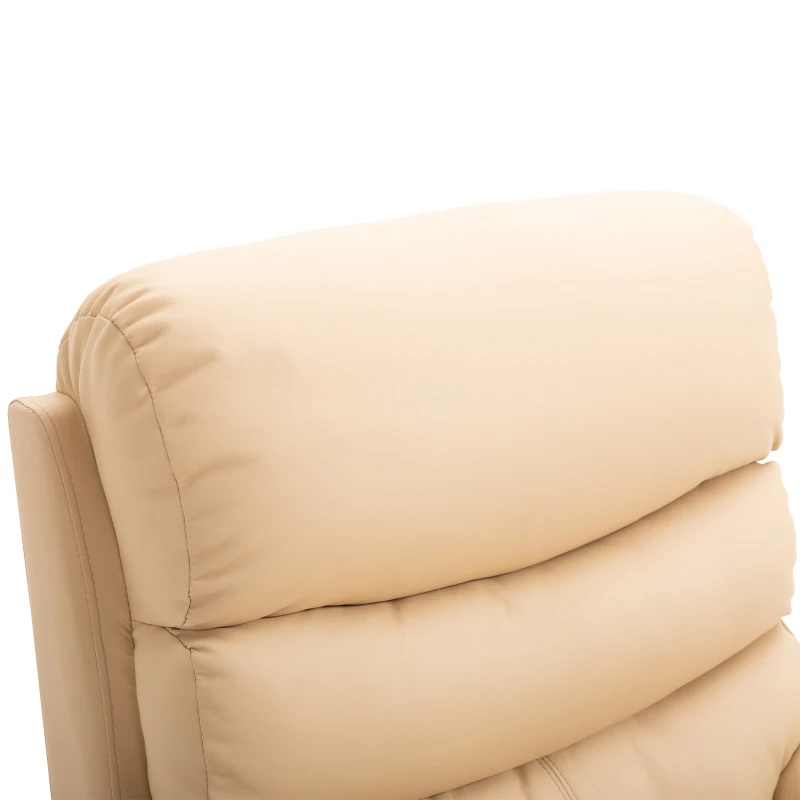 HOMCOM Poltrona Relax Reclinabile con Con Finitura Elegante in Ecopelle e Imbottitura in Spugna ad Alta Densità, 81x90x105cm, Beige
