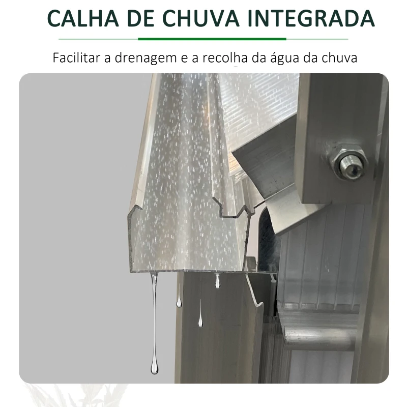 Outsunny Estufa de Jardim de Policarbonato e Alumínio Estufa de Exterior com Porta Corredeira e 2 Clarobóias para Cultivo de Plantas Sementes 190x375x199cm Transparente