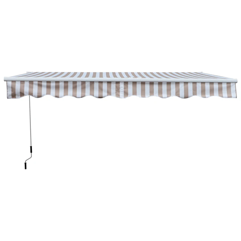 Outsunny Tenda da Sole per Esterno Regolazione con Manovella, 295x245cm, Beige e Bianco