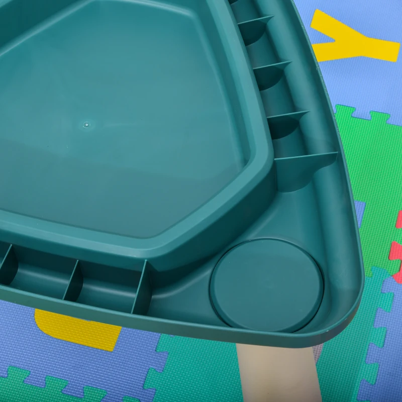 HOMCOM Tavolino per Bambini con Sedia e Vani Contenitore, Gioco Educativo Età 2-5 Anni, ABS e PP Atossici, Giallo e Verde