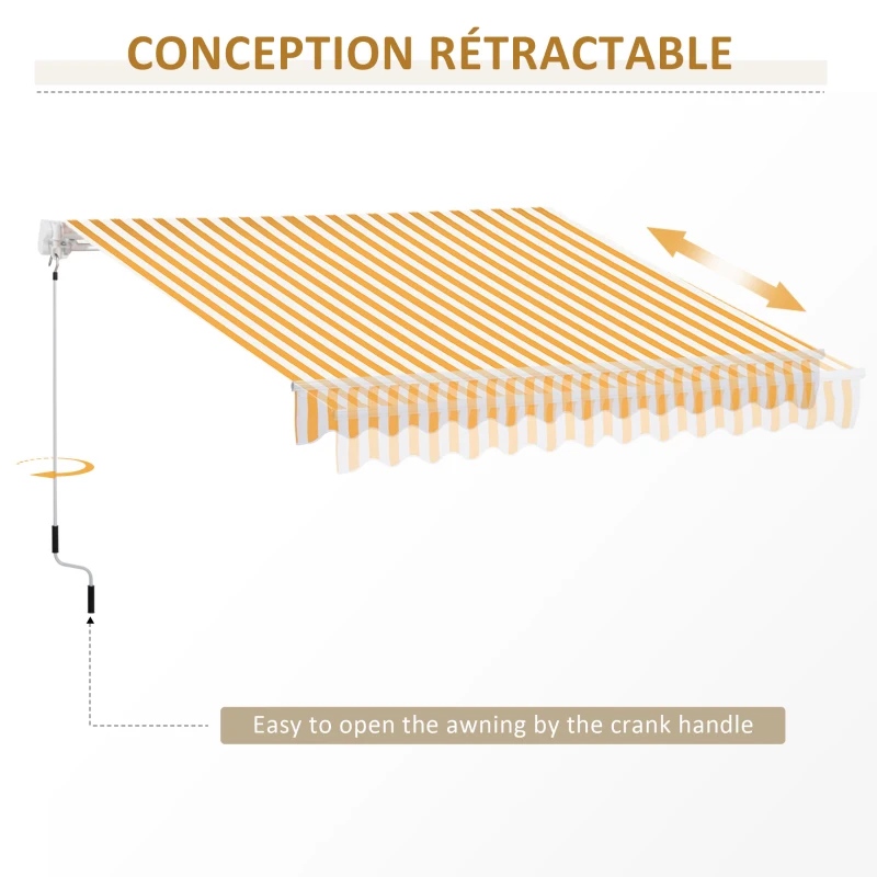 Outsunny Toldo Manual Retráctil Plegable con Manivela 295x245 cm Toldo Enrollable Aluminio Protección Solar para Ventanas Puertas Balcón Terraza Exterior Beige