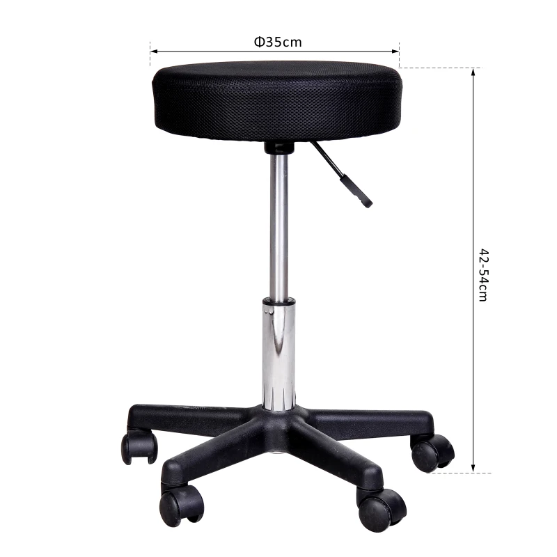 HomCom Sgabello Girevole in Tessuto di Maglia Altezza Regolabile, nero/rosso/bianco