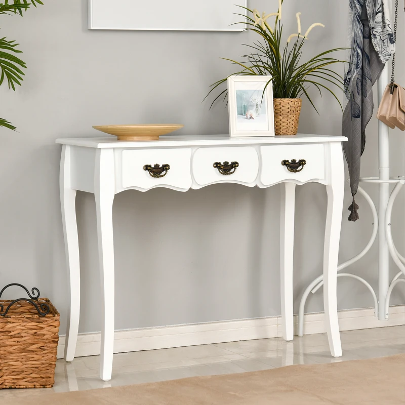 HOMCOM Vintage consoletafel bijzettafel dressoir 3 schuiflades massief hout