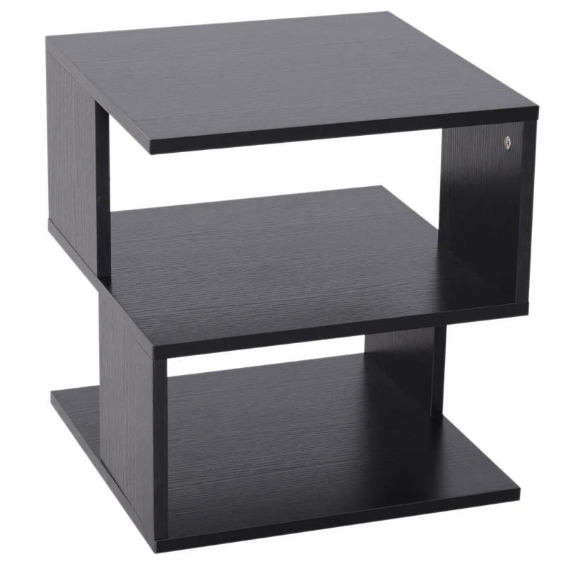 Mesa de centro baja HOMCOM con 3 estantes, mesa de centro de madera, muebles modernos que ahorran espacio, de color negro, 40 x 40 x 43 cm.