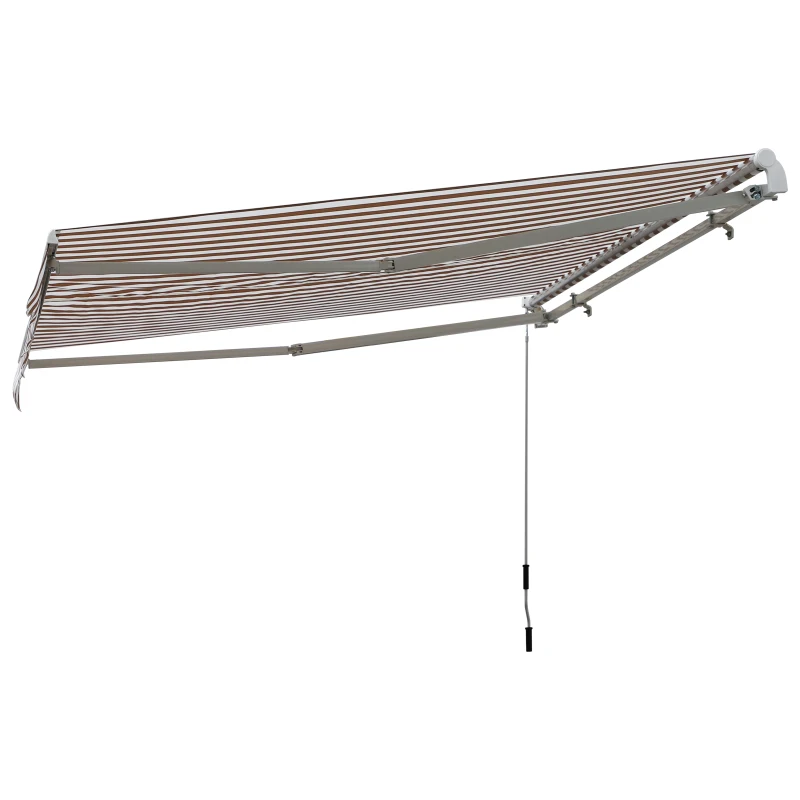 Outsunny Tenda da Sole per Esterno Regolazione con Manovella, 295x245cm, Beige e Bianco