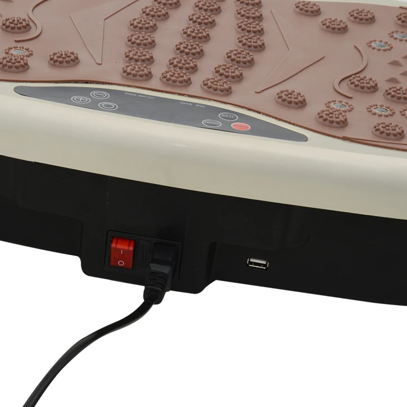 HOMCOM Plateforme vibrante oscillante 200 W écran LED vitesse réglable port USB télécommande et bandes de résistance inclus marron beige