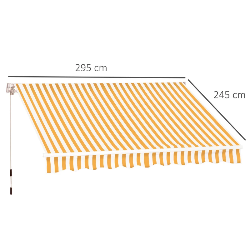 Outsunny Toldo Manual Retráctil Plegable con Manivela 295x245 cm Toldo Enrollable Aluminio Protección Solar para Ventanas Puertas Balcón Terraza Exterior Beige
