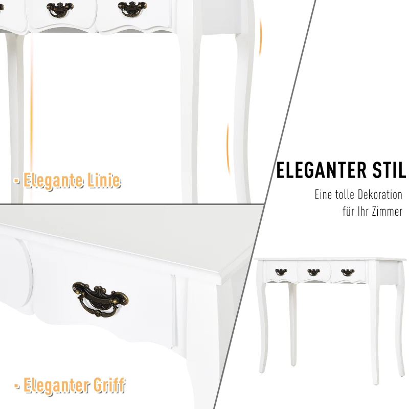 HOMCOM Vintage consoletafel bijzettafel dressoir 3 schuiflades massief hout