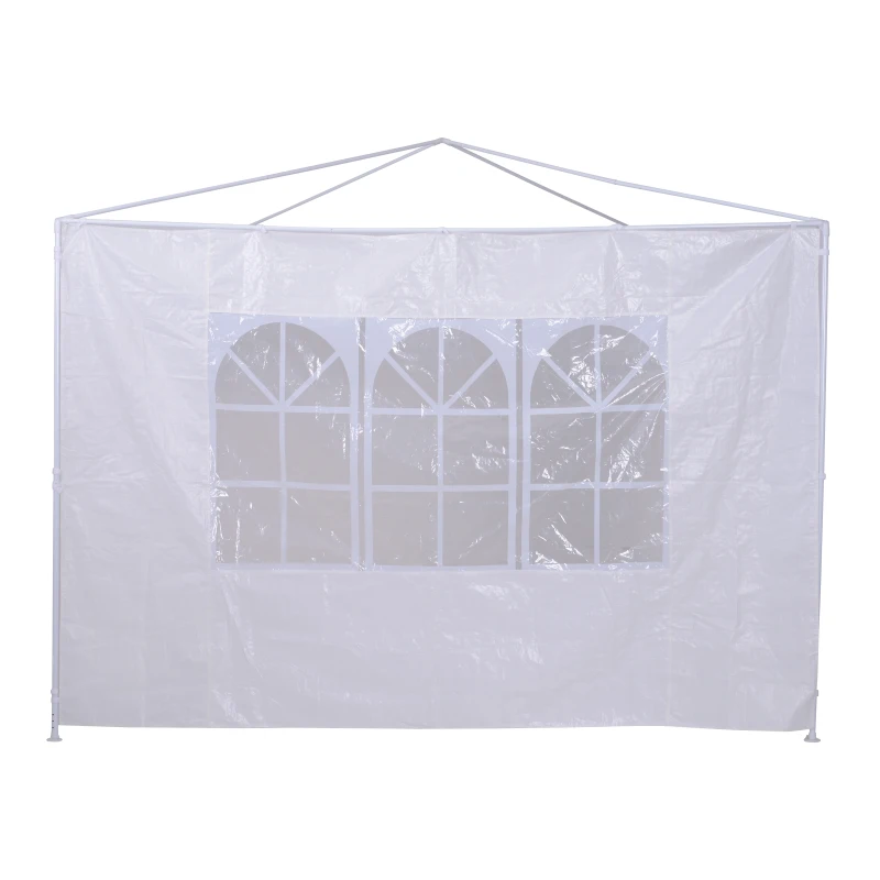 Outsunny Gazebo Side Panels with Window for 3x3(m) or 3x6m Gazebo Canopy, 2 Pack Sides Replacement, White