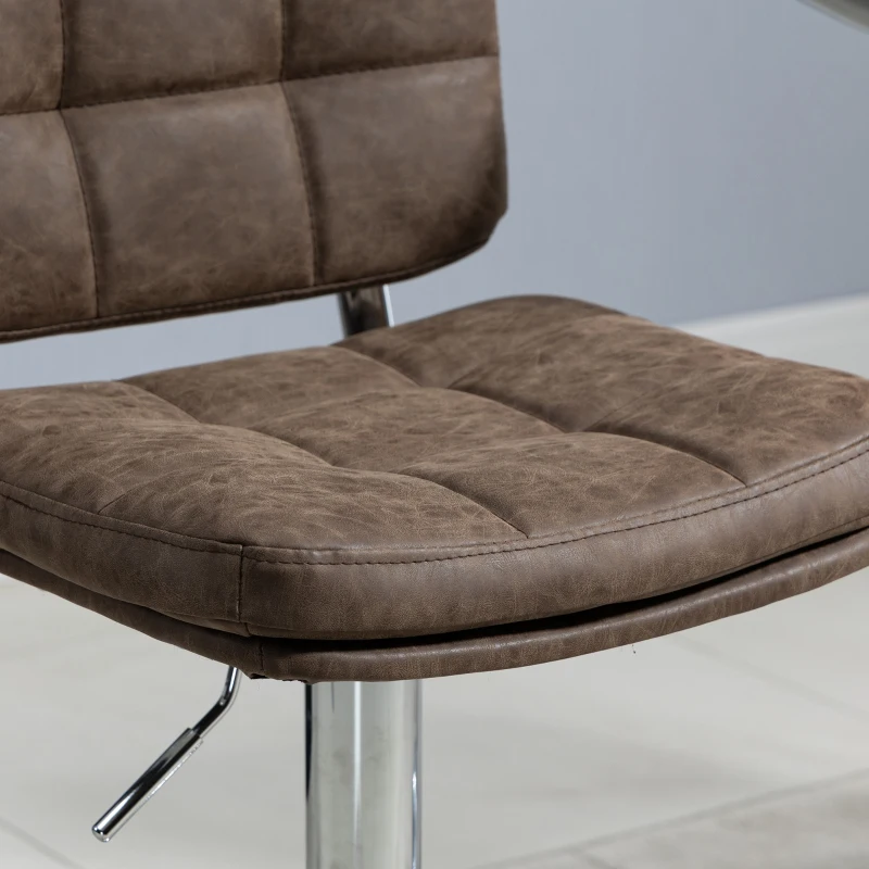 HOMCOM Set 2 Sgabelli Bar Moderni e Girevoli con Schienale e Poggiapiedi, Sgabelli da Cucina Imbottiti con Altezza Regolabile e Rivestimento Pelle PU, 41.5x45x85-107cm