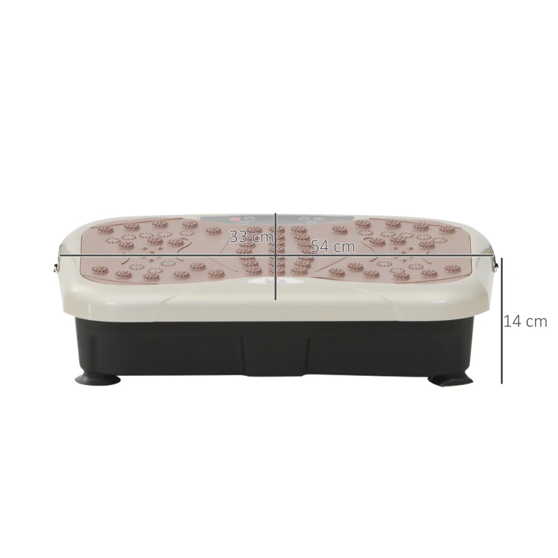 HOMCOM Plateforme vibrante oscillante 200 W écran LED vitesse réglable port USB télécommande et bandes de résistance inclus marron beige