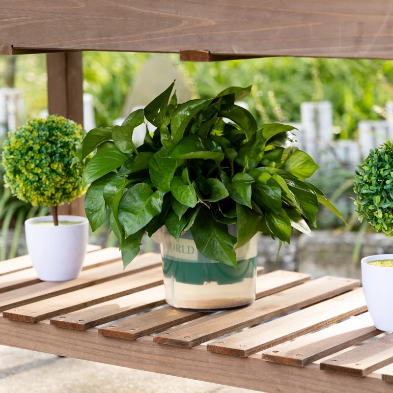 Outsunny Huerto Urbano con Estantes Jardinera Elevada de Madera Maciza  para Cultivo Flores Verduras Hierbas 123x54x74 cm Marrón