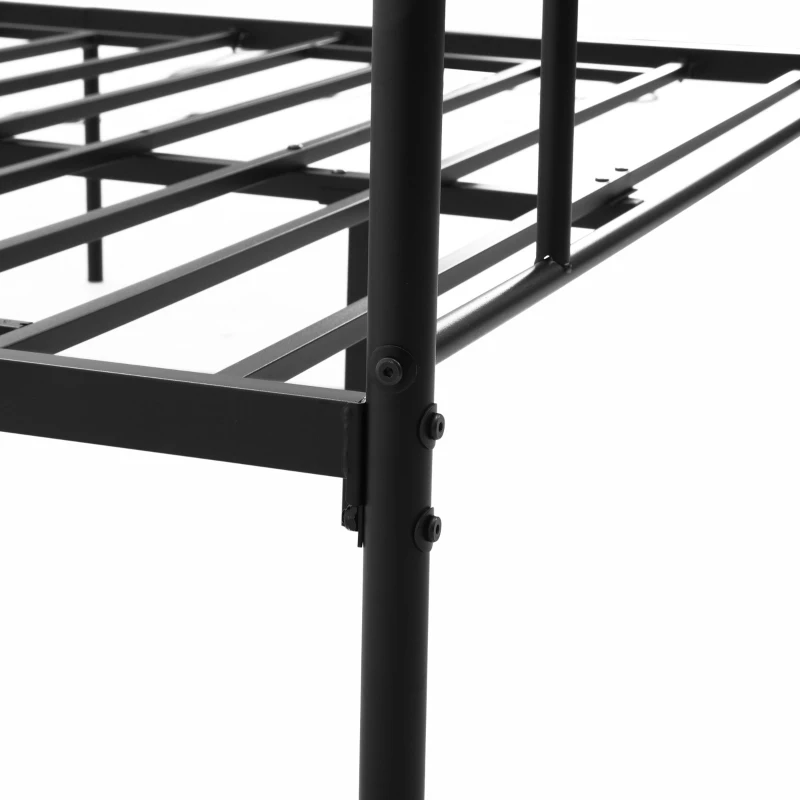 HOMCOM Marco de Cama Doble de Metal para Colchón 150x200 cm con Cabecera y Patas de 31 cm Estructura de Cama Matrimonio con Espacio Bajo de Almacenamiento 158x211x106 cm Negro